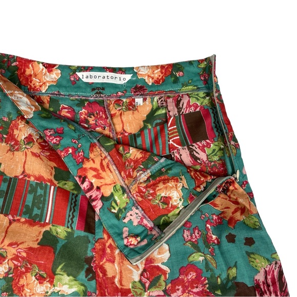 Vintage Wide Leg Flare Floral Patch Print Boho Hippie Pants - Picture 8 of 12